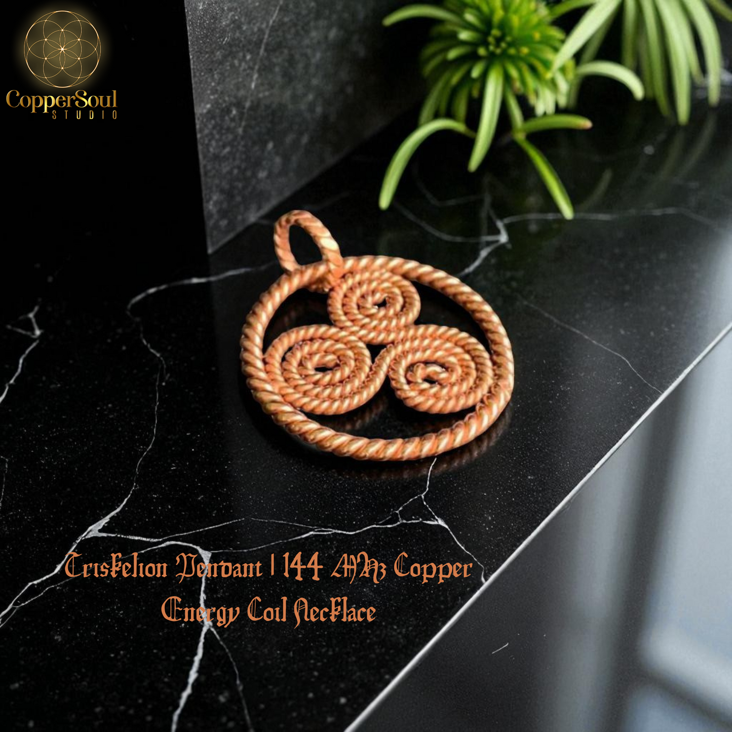 Triskelion Pendant – 144 MHz Copper Energy Coil Necklace