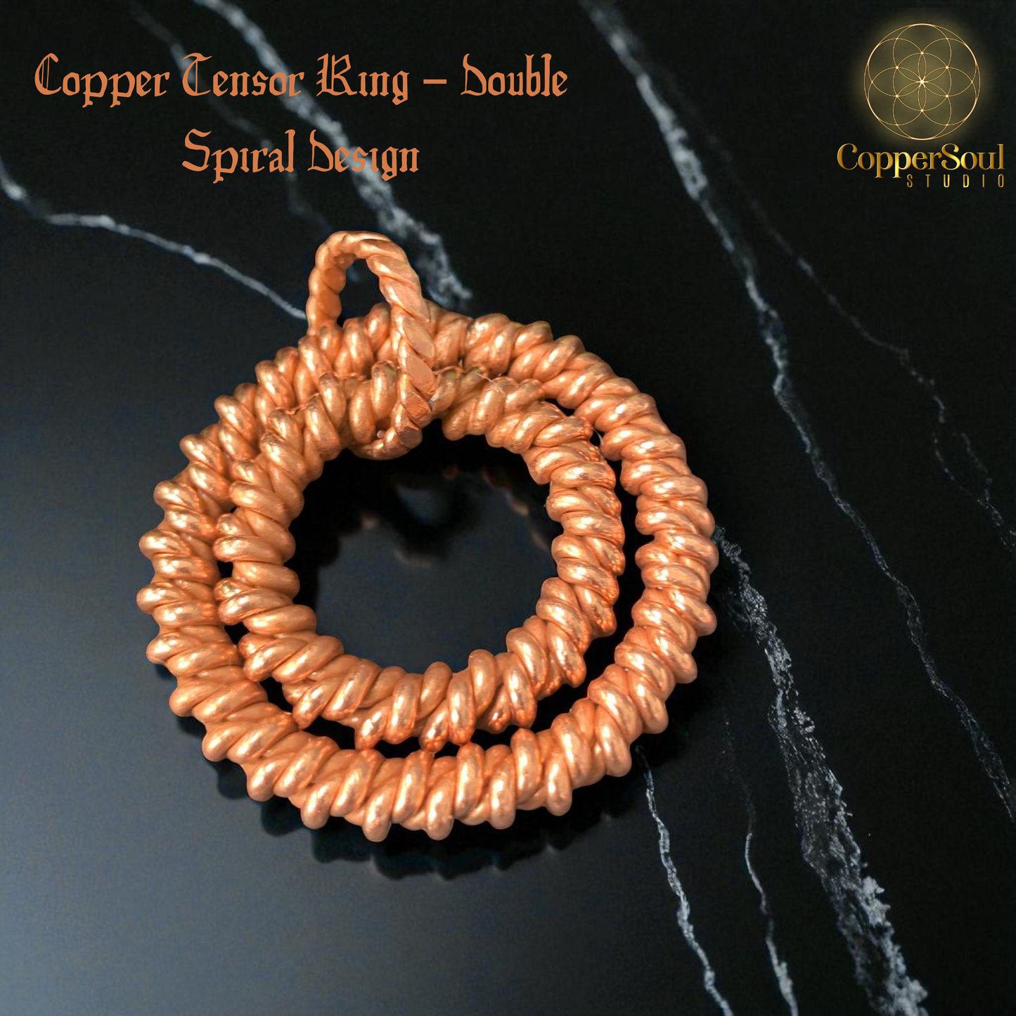 Copper Tensor Ring – Double Spiral Design