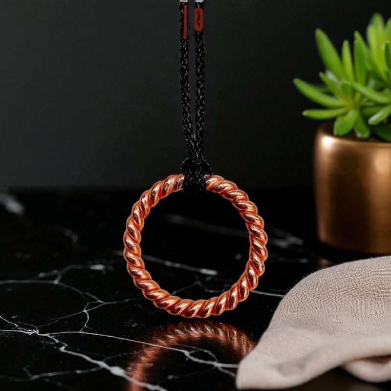 Pure Copper Tensor Ring Pendant – 144 MHz Sacred Cubit, EMF & Energy Balance