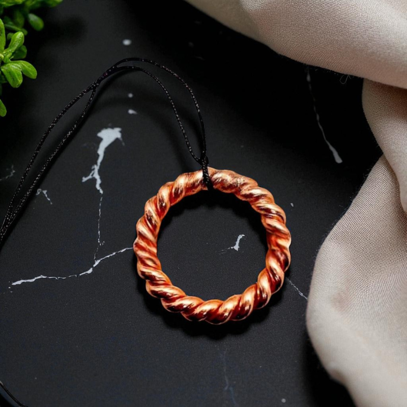 Pure Copper Tensor Ring Pendant – 144 MHz Sacred Cubit, EMF & Energy Balance