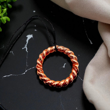 Pure Copper Tensor Ring Pendant – 144 MHz Sacred Cubit, EMF & Energy Balance