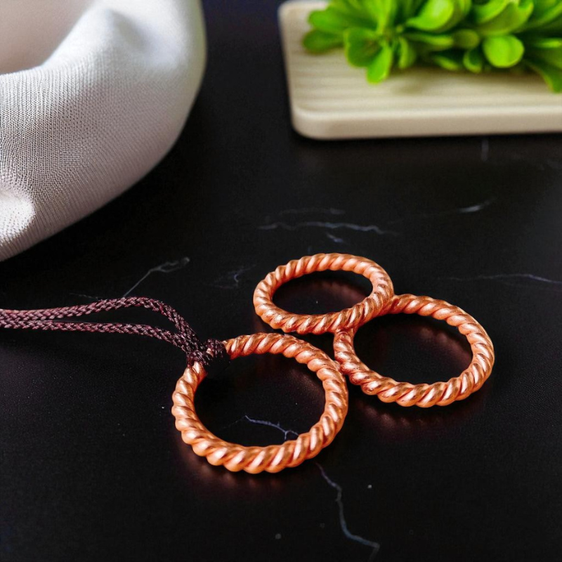 Pure Copper Tensor Ring Pendant – 144 MHz Sacred Cubit, EMF & Energy Balance