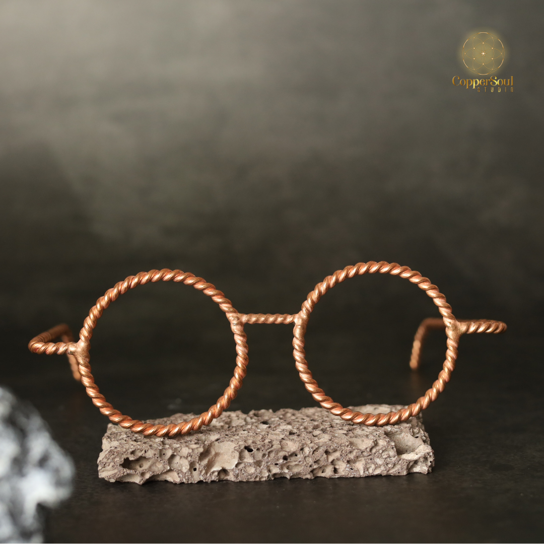 Handmade Copper Tensor Glasses – Sacred Geometry Design (144 Hz, 177 Hz)