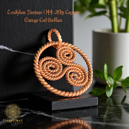 Triskelion Pendant – 144 MHz Copper Energy Coil Necklace