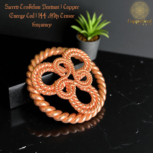Sacred Triskelion Pendant – 144 MHz Copper Energy Coil