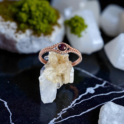 Tensor Copper Cuff Bracelet 432Hz with Natural Stone – Solid Red Copper, Adjustable Freesize