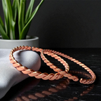 Flat Twisted Copper Bracelet – Pure Red Copper Open Cuff