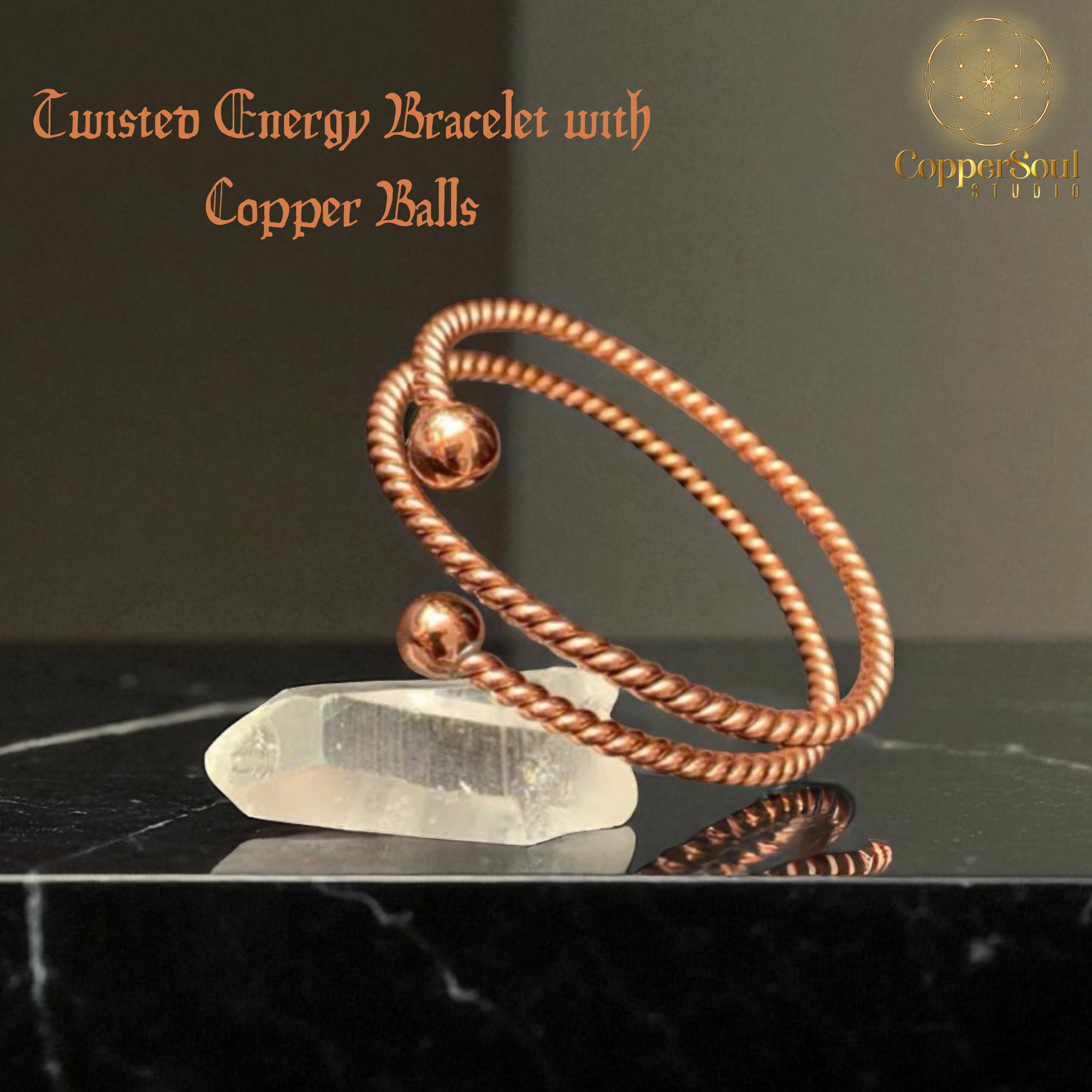 Twisted Energy Bracelet with Copper Balls