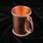 Pure Copper Hammered Mug with Natural Amethyst – Handcrafted 144/177 MHz Tensor Design | 550ml