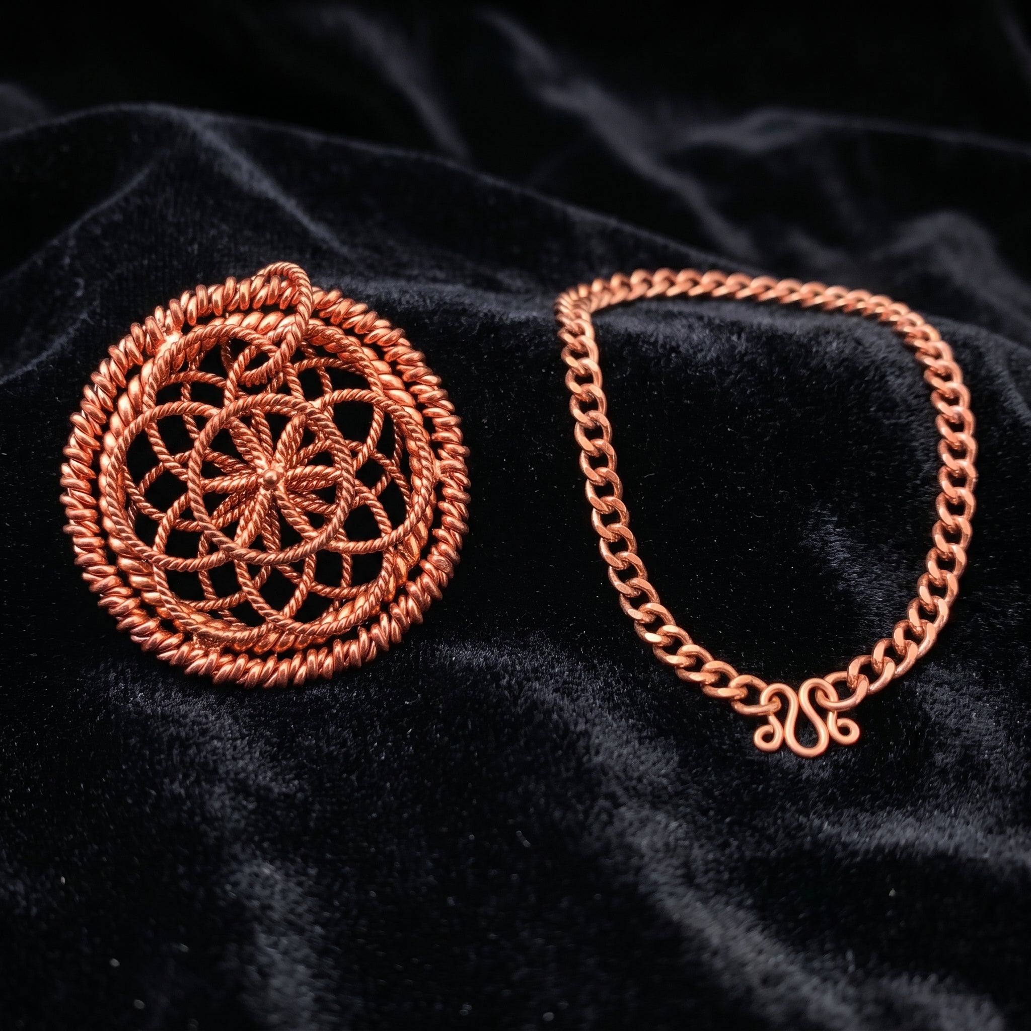 Handmade Copper Tensor Pendant V1 – Sacred Geometry Design (144MHz, 188MHz, 432MHz)