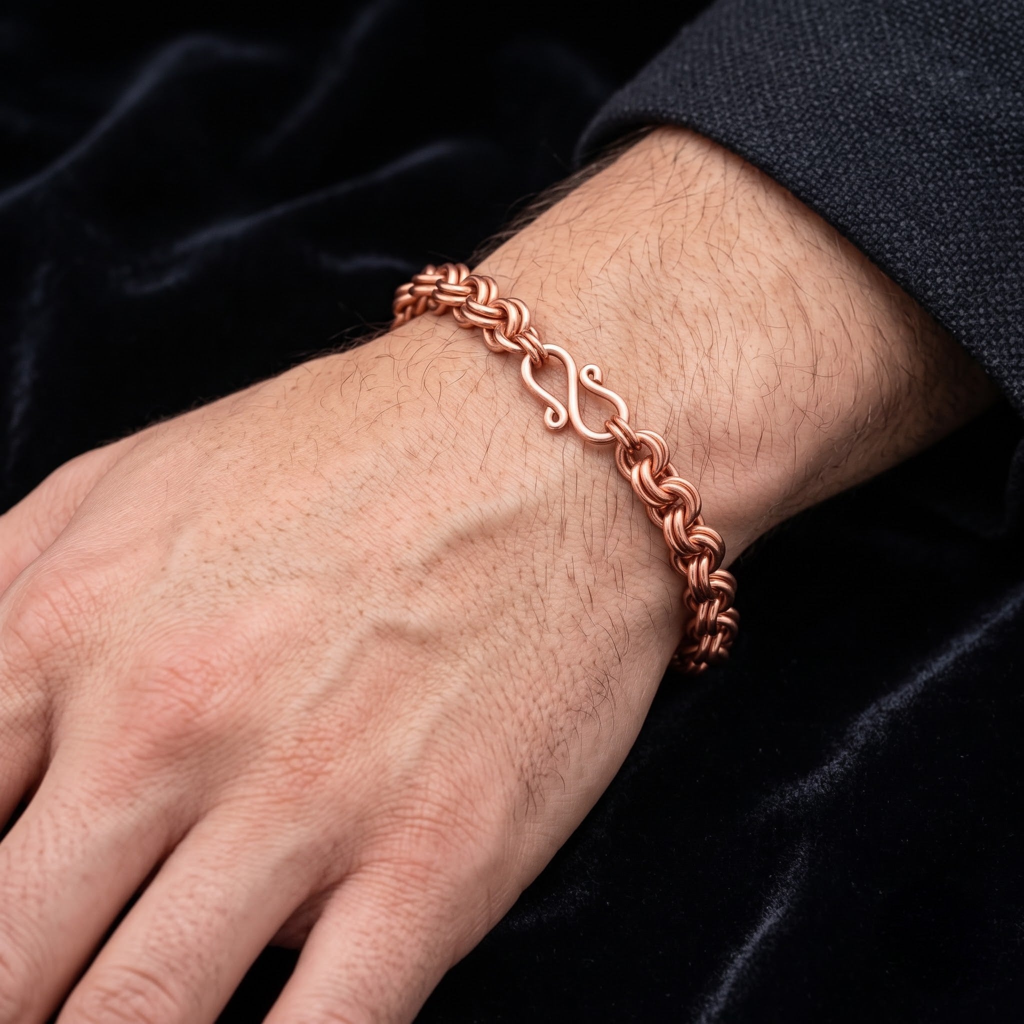 Double Rolo Chain Copper Necklace - Handmade Chunky Solid Copper Chain