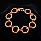 Hammered Ring Link Copper Anklet - Handmade Chain Link Copper Anklet