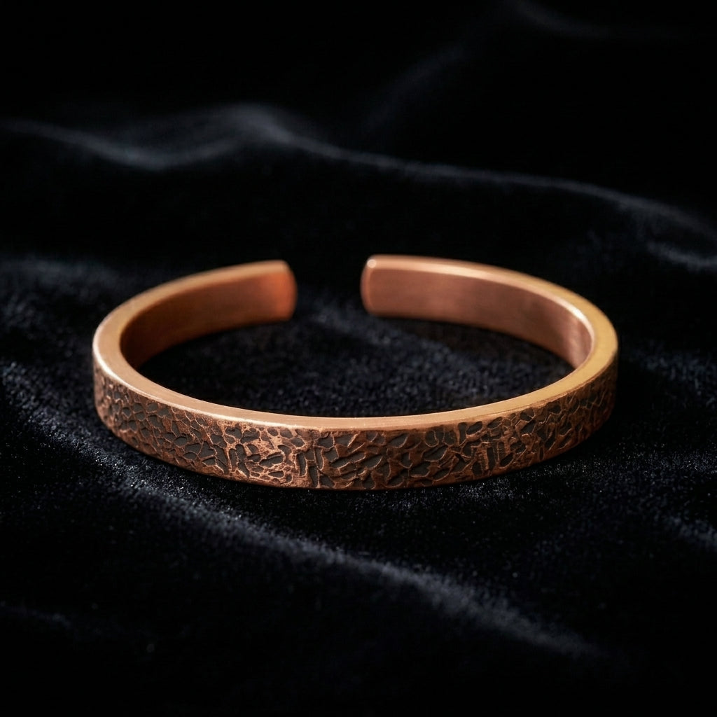 Rustic Solid Copper Cuff Bracelet – Vintage Textured Design