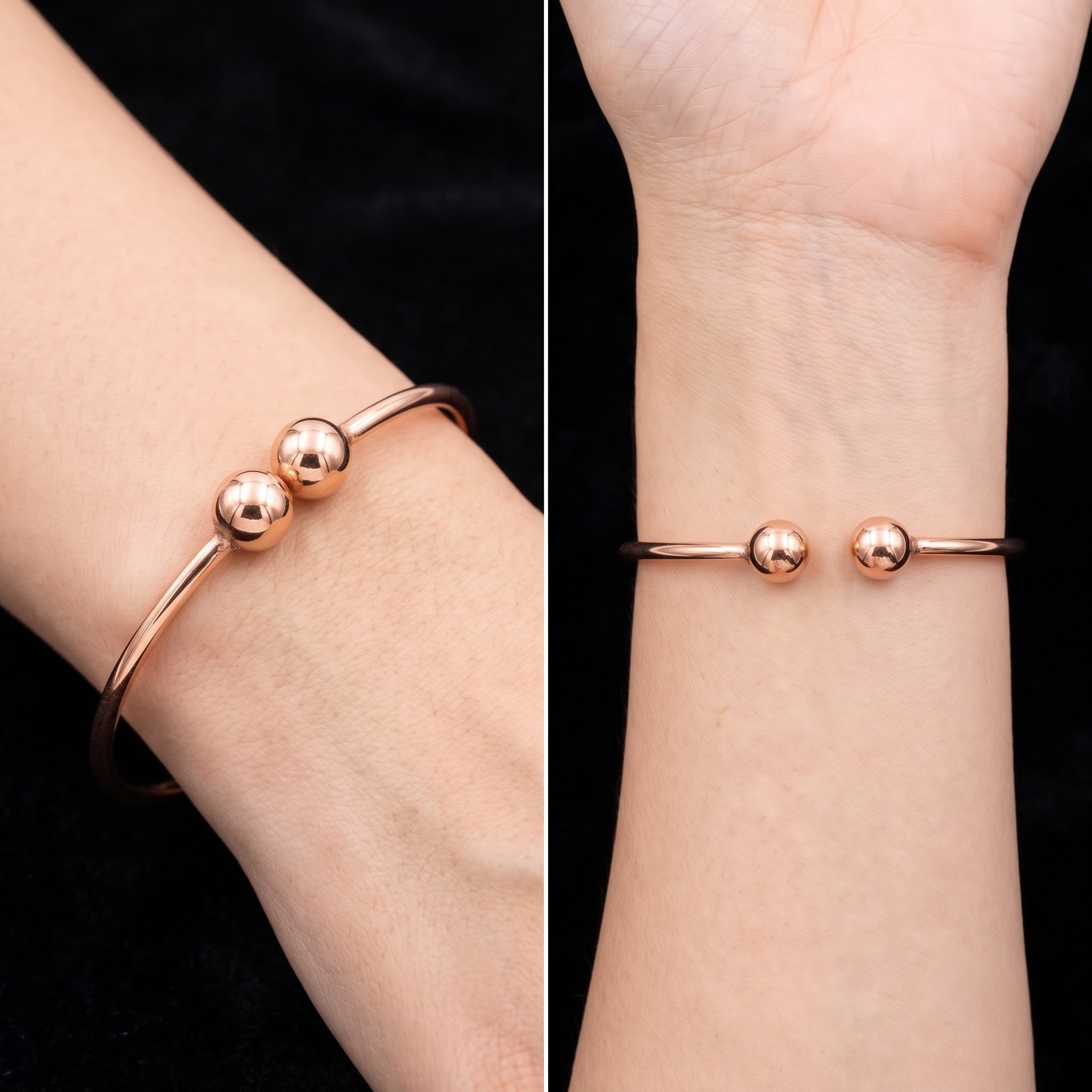 Minimalist Ball End Copper Cuff Bracelet - Handmade Polished Copper Bangle