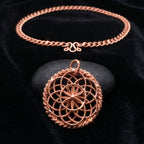 Flower of Life Copper Pendant Necklace V4 - Handmade Sacred Geometry Jewelry