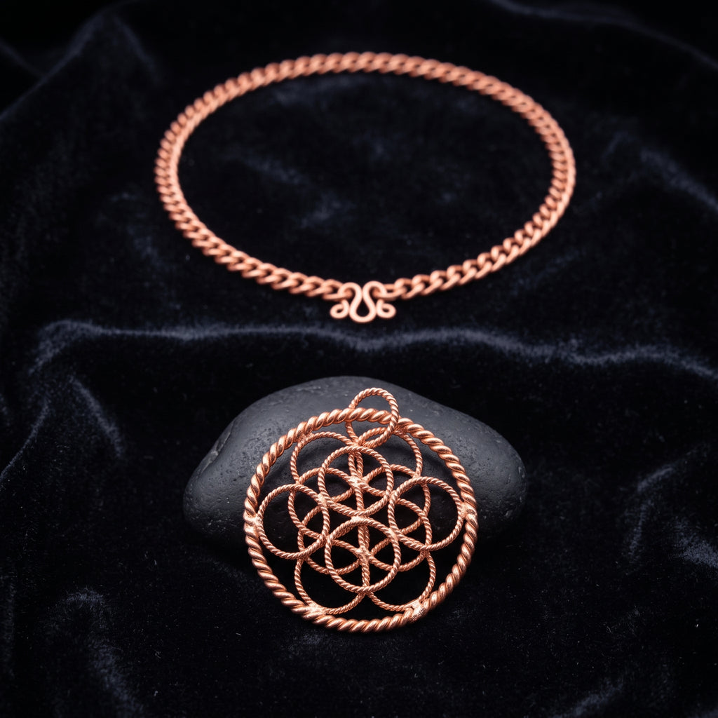 Tensor Flower with 188 MHz + Galactic Cubit Rings – Pure Red Copper