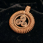 Triskelion Pendant with Coiled Edge – Sacred Geometry Design (144 Hz Inspired)