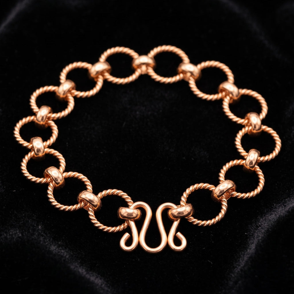 Ripple Bracelet — Twisted Rope & Bead Copper Chain