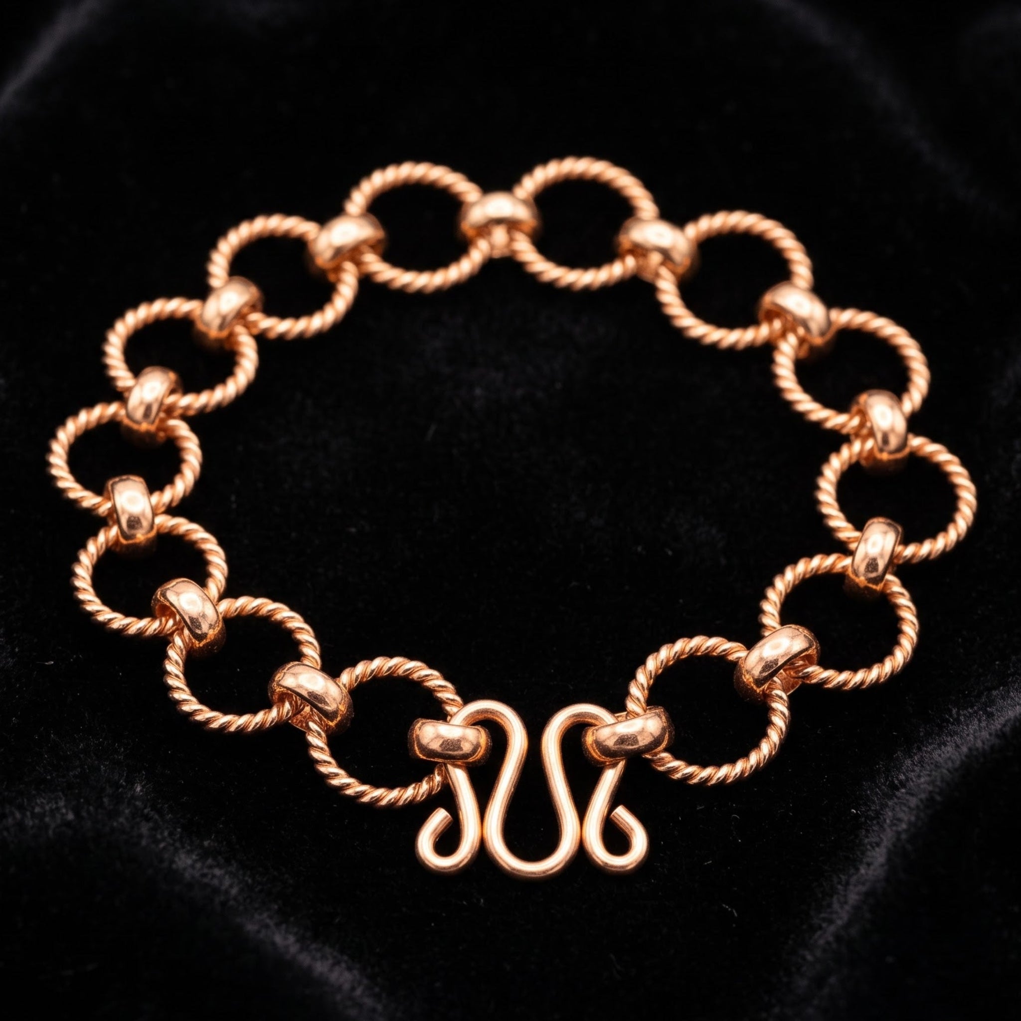 Ripple Bracelet — Twisted Rope & Bead Copper Chain