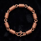 Coiled Barrel Bead Copper Bracelet - Handmade Chain Link Copper Bracelet