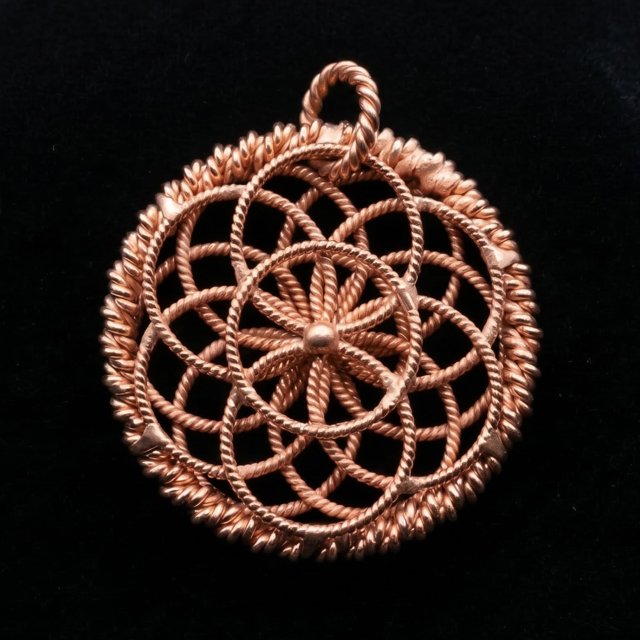 Flower of Life Copper Pendant Necklace V4 - Handmade Sacred Geometry Jewelry