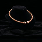 Handcrafted Copper Torque Necklace — Twisted Rope with Ball Ends