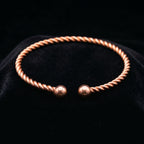 Handcrafted Copper Torque Necklace — Twisted Rope with Ball Ends