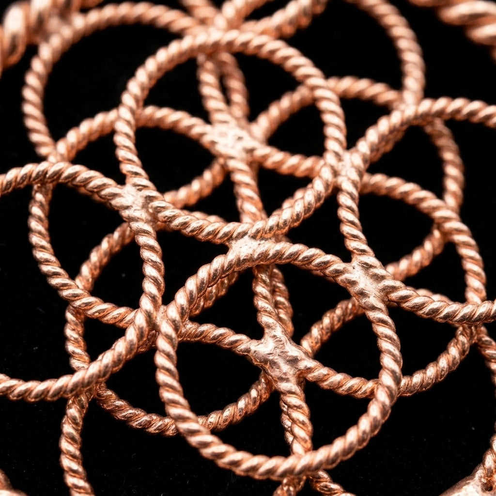 Tensor Flower with 188 MHz + Galactic Cubit Rings – Pure Red Copper - FREE