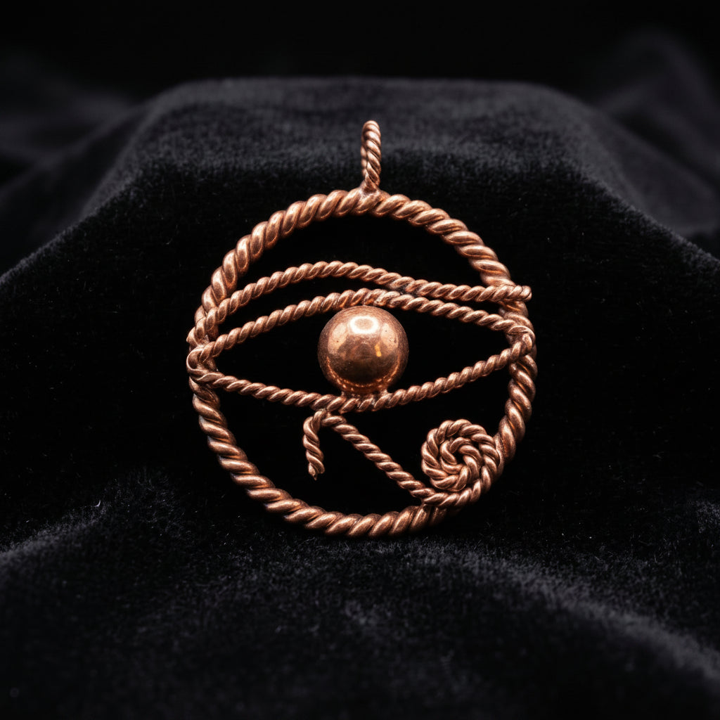 Eye of Horus Copper Pendant Necklace - Handmade Egyptian Symbol Jewelry ( 432 Mhz )