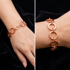Hammered Ring Link Copper Bracelet - Handmade Chain Link Copper Bracelet