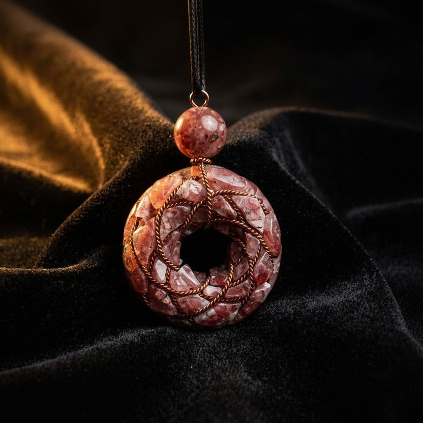 Red Agate Torus Pendant