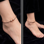 Minimalist Ball End Copper Cuff Anklet - Handmade Polished Copper Anklet