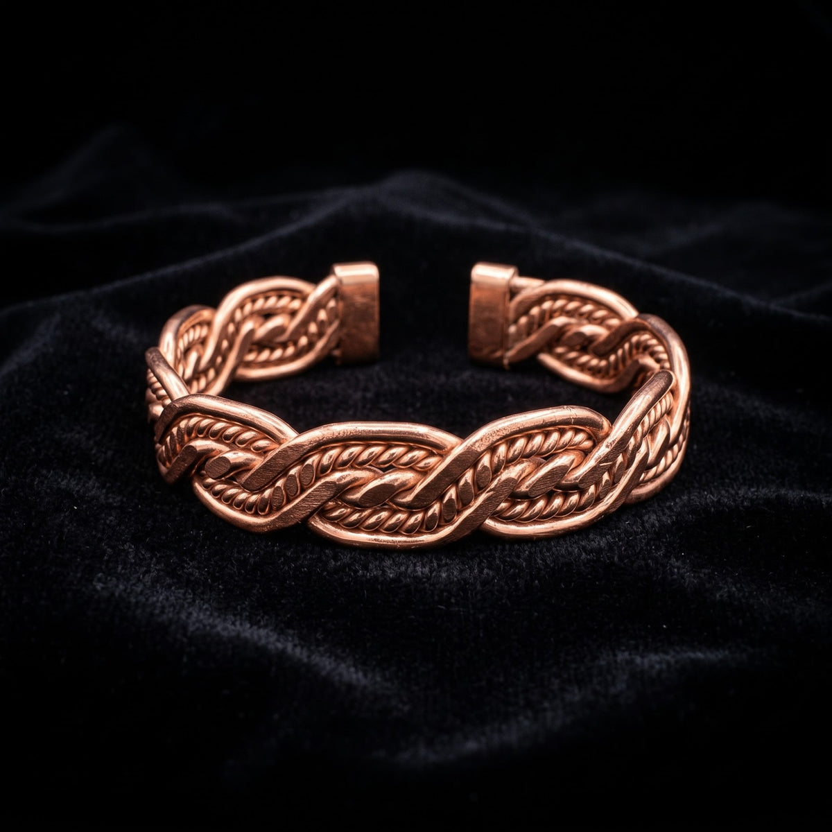 Hand-Woven Copper Wave Cuff