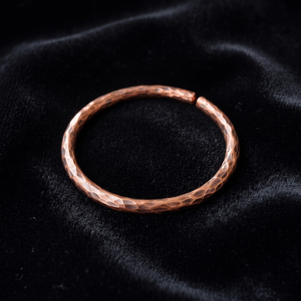 Handmade Hammered Pure Copper Cuff Bracelet – Faceted Texture Design