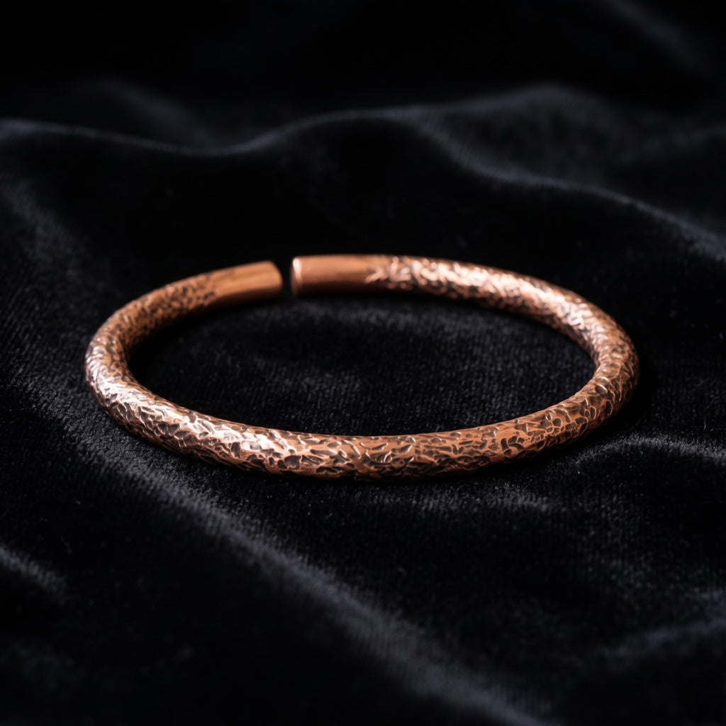 Handmade Hammered Pure Copper Cuff Bracelet – Rustic Textured Design