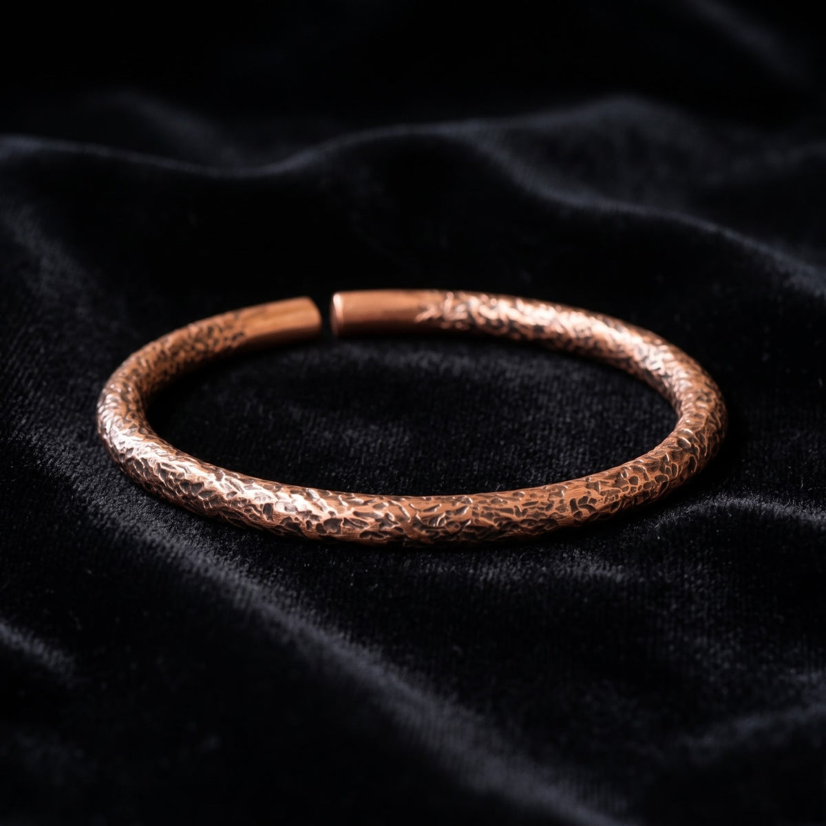 Handmade Hammered Pure Copper Cuff Bracelet – Rustic Textured Design
