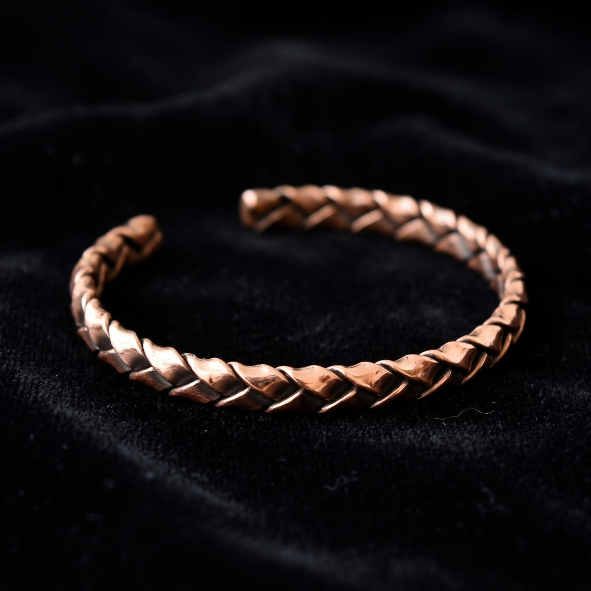 Handmade Braided Pure Copper Cuff Bracelet – Woven Design
