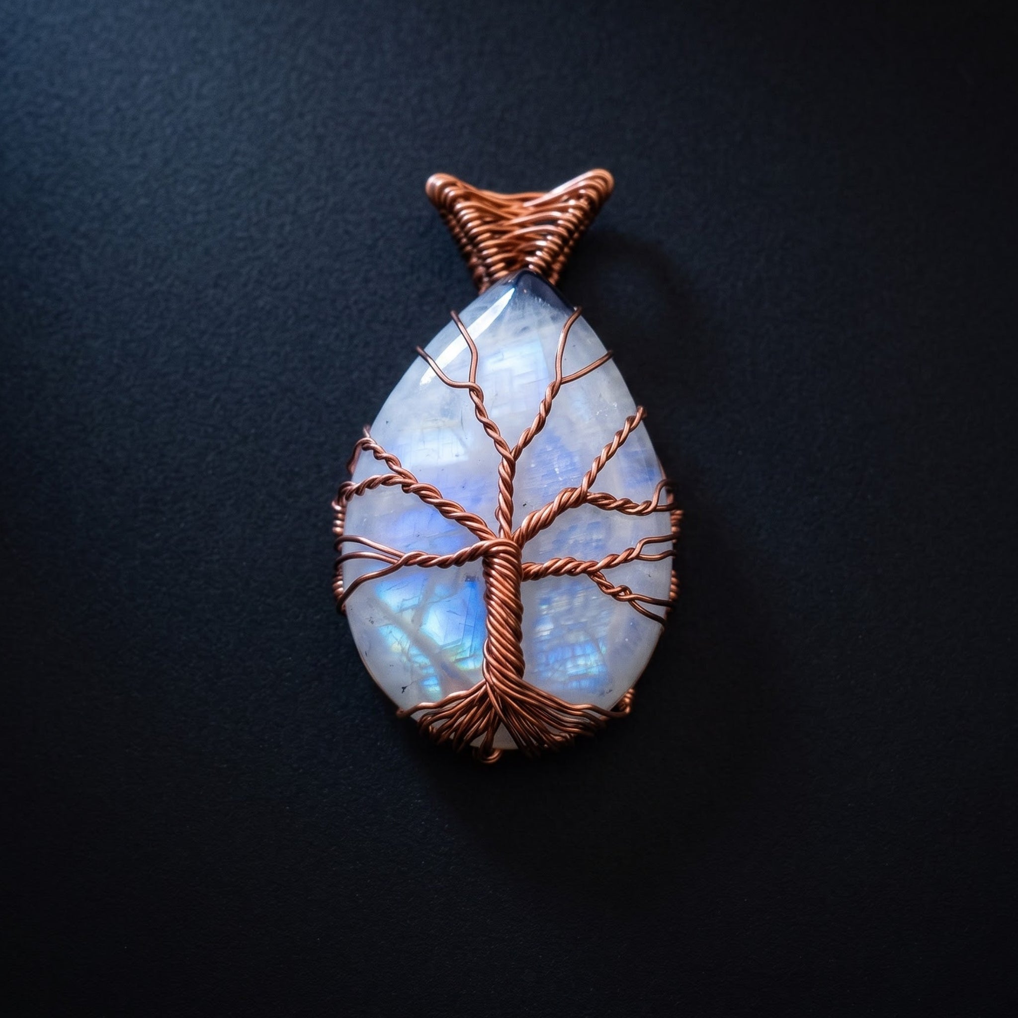 Tree of Life – Moonstone Copper Pendant V1