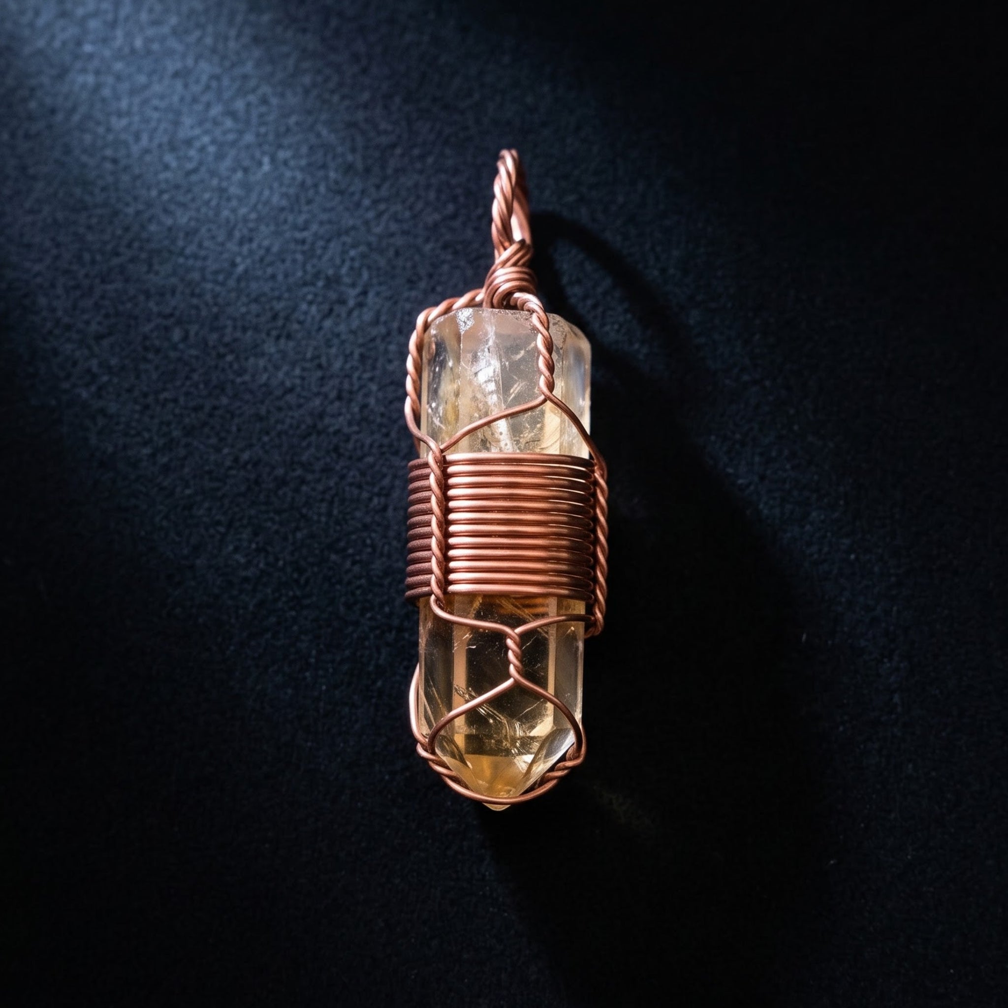 Citrine Point — Copper Wire Wrap Pendant