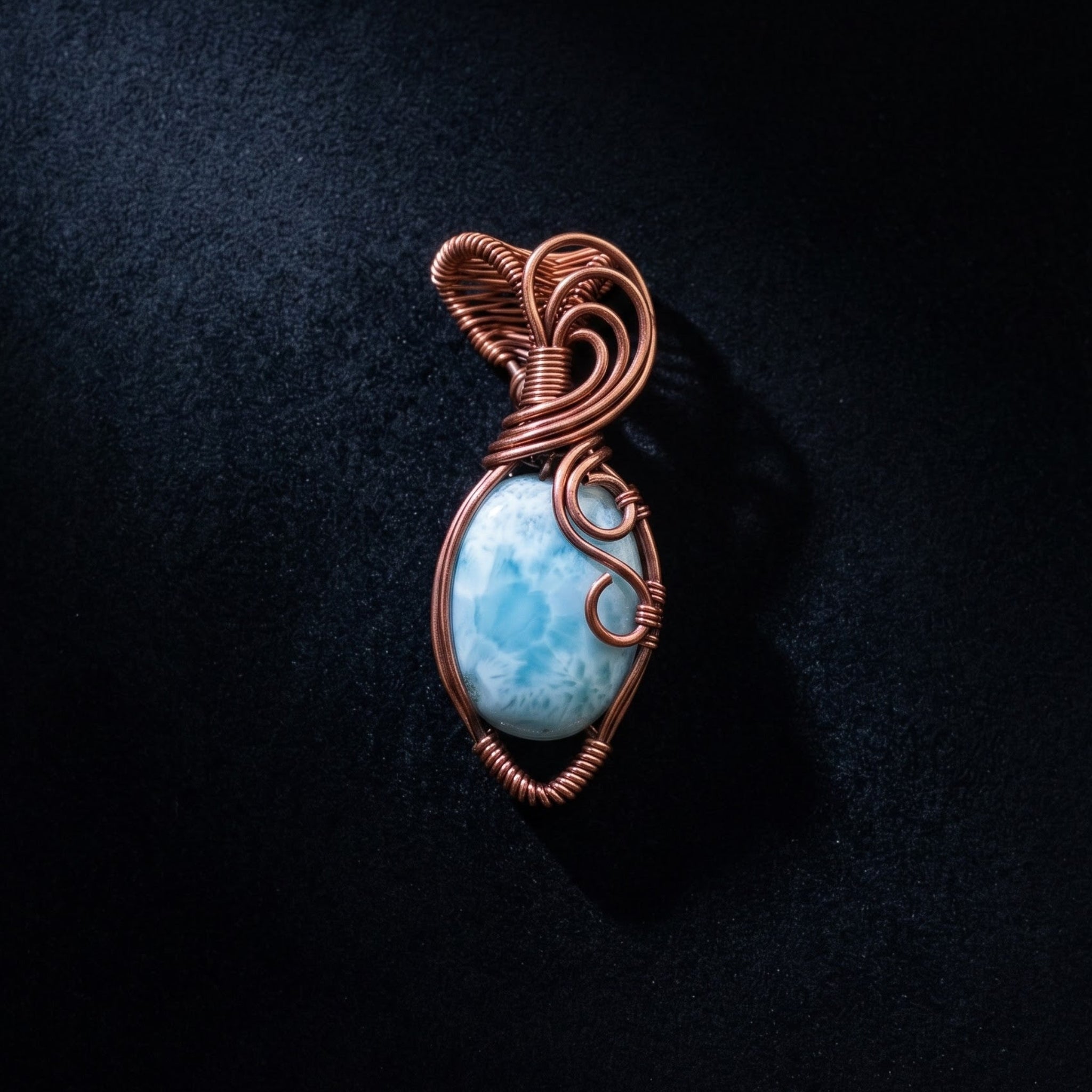 Larimar Ocean Soul — Copper Wire Wrap Pendant