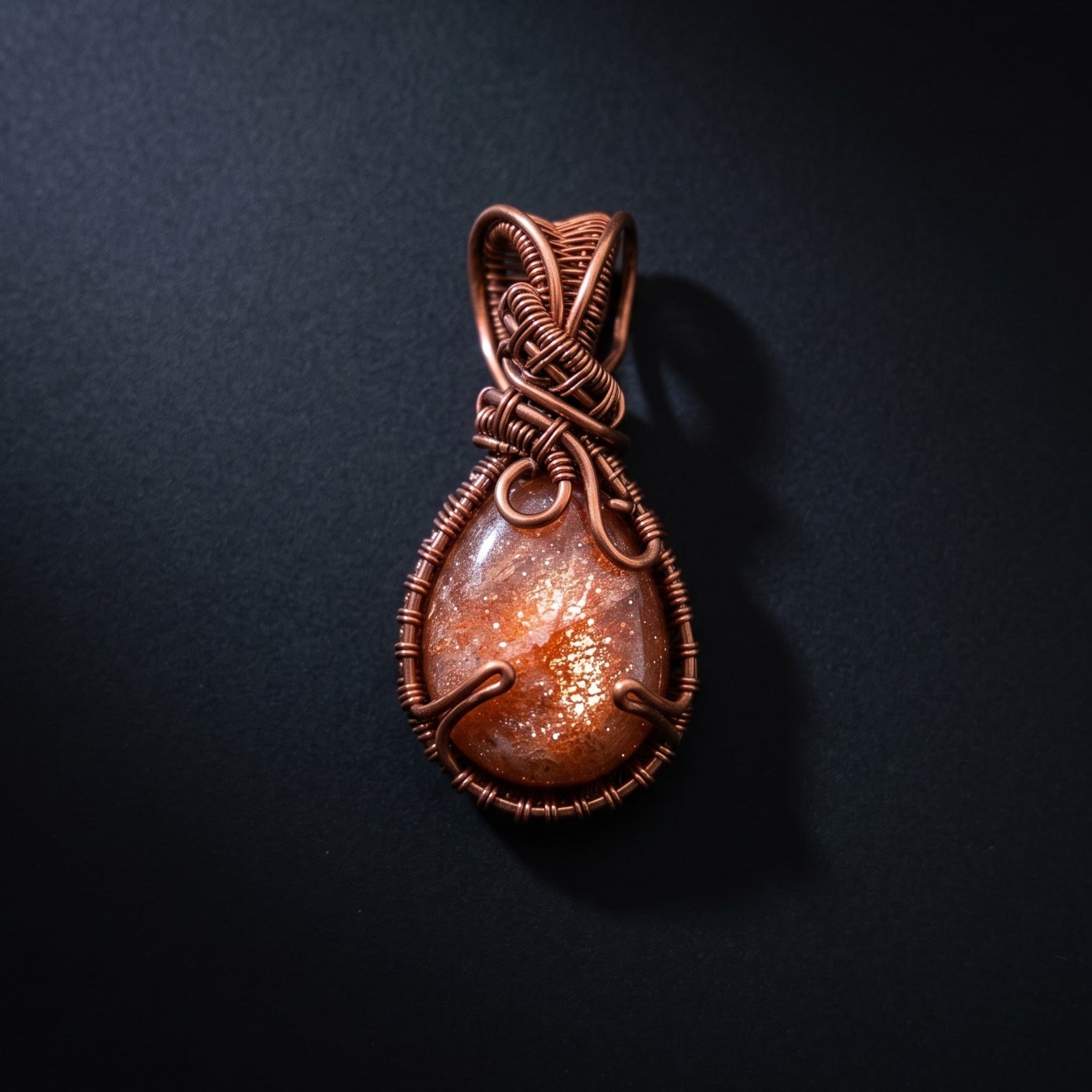 Sunstone Solar Crown — Copper Wire Wrap Pendant S2