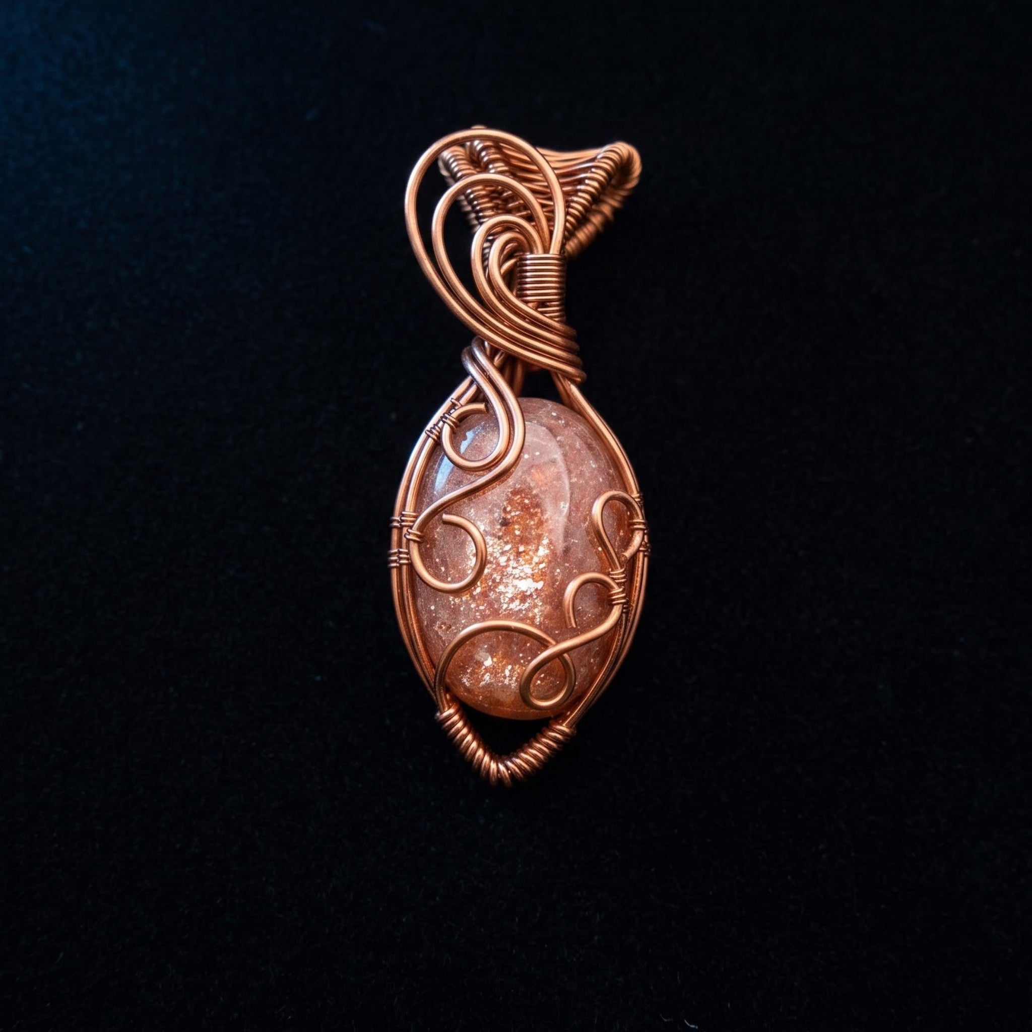 Sunstone Solar Crown — Copper Wire Wrap Pendant S3