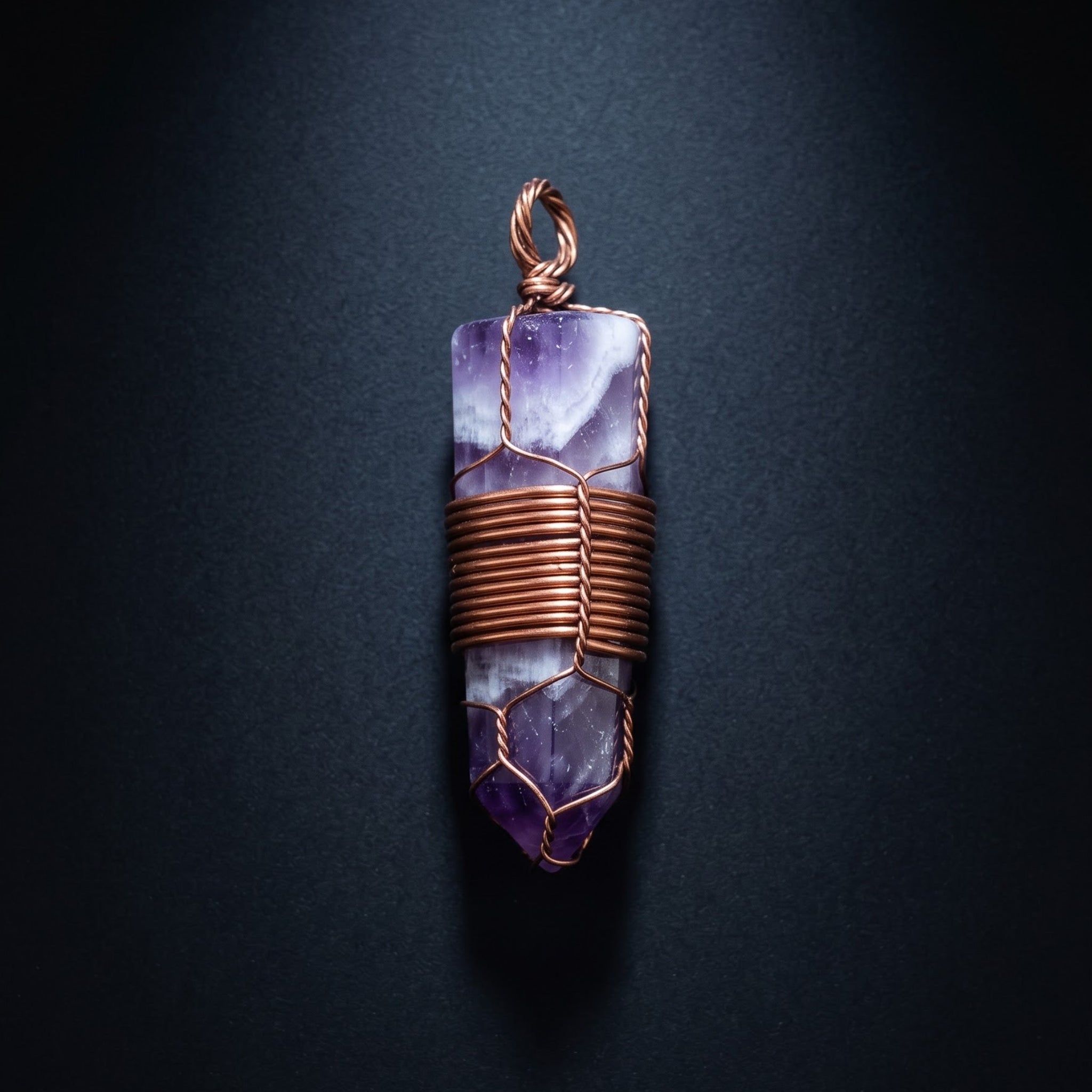Amethyst Point — Copper Wire Wrap Pendant