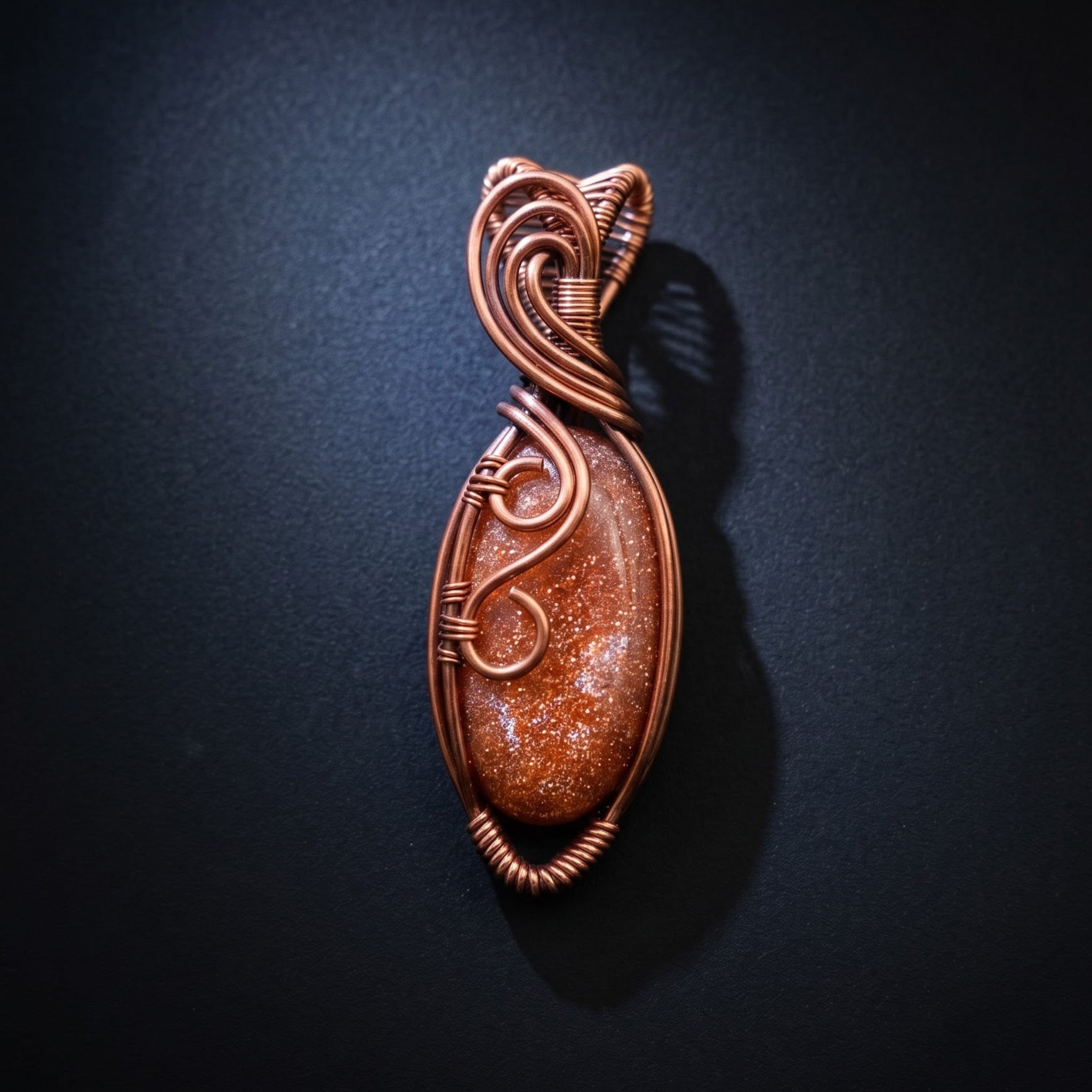 Sunstone Solar Crown — Copper Wire Wrap Pendant S4