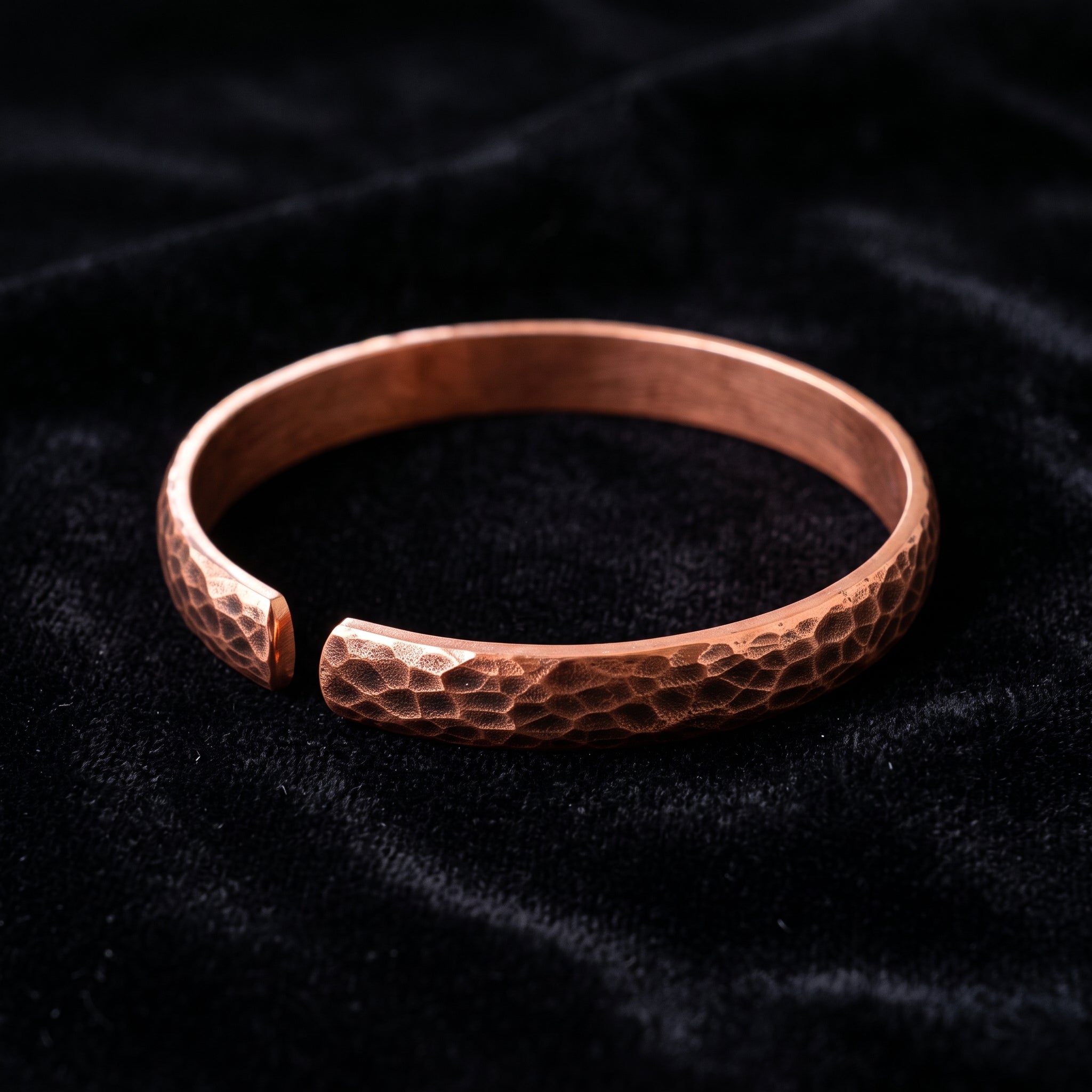 Hammered Copper Cuff Bracelet - Handmade Textured Copper Bangle for Men & Women