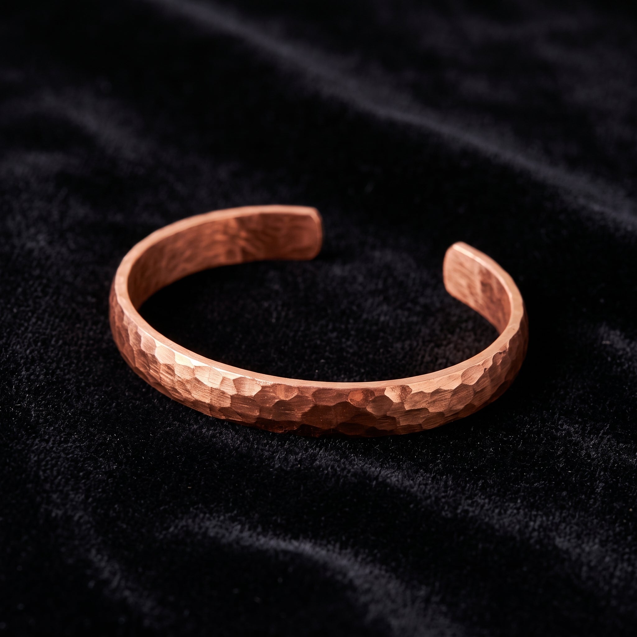 Hammered Copper Cuff Bracelet - Handmade Textured Copper Bangle for Men & Women (217)