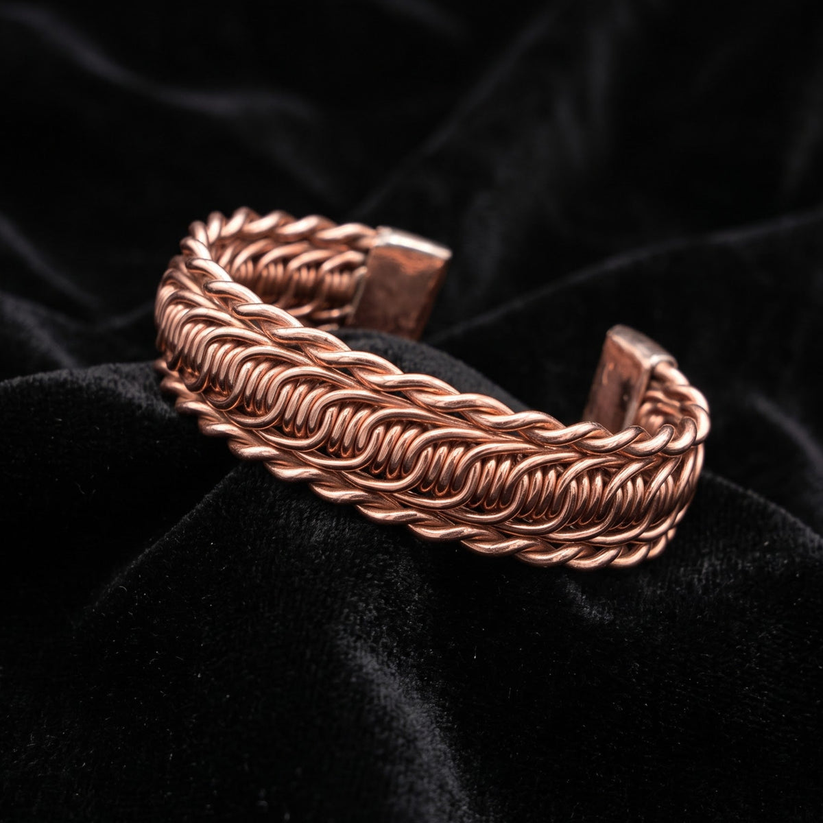Handmade Intricate Woven Copper Cuff Bracelet – Braided Wire Design