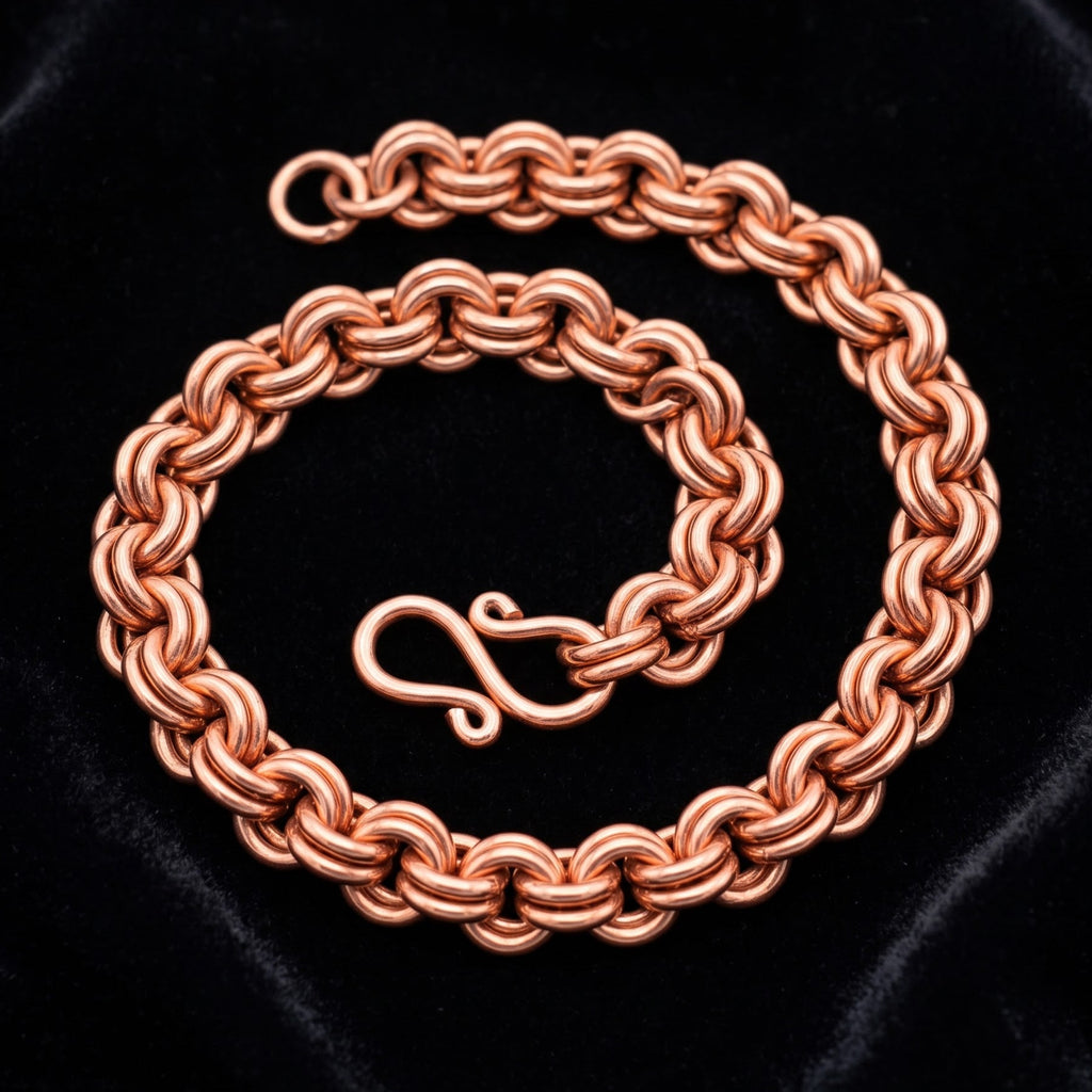 Double Rolo Chain Copper Necklace - Handmade Chunky Solid Copper Chain