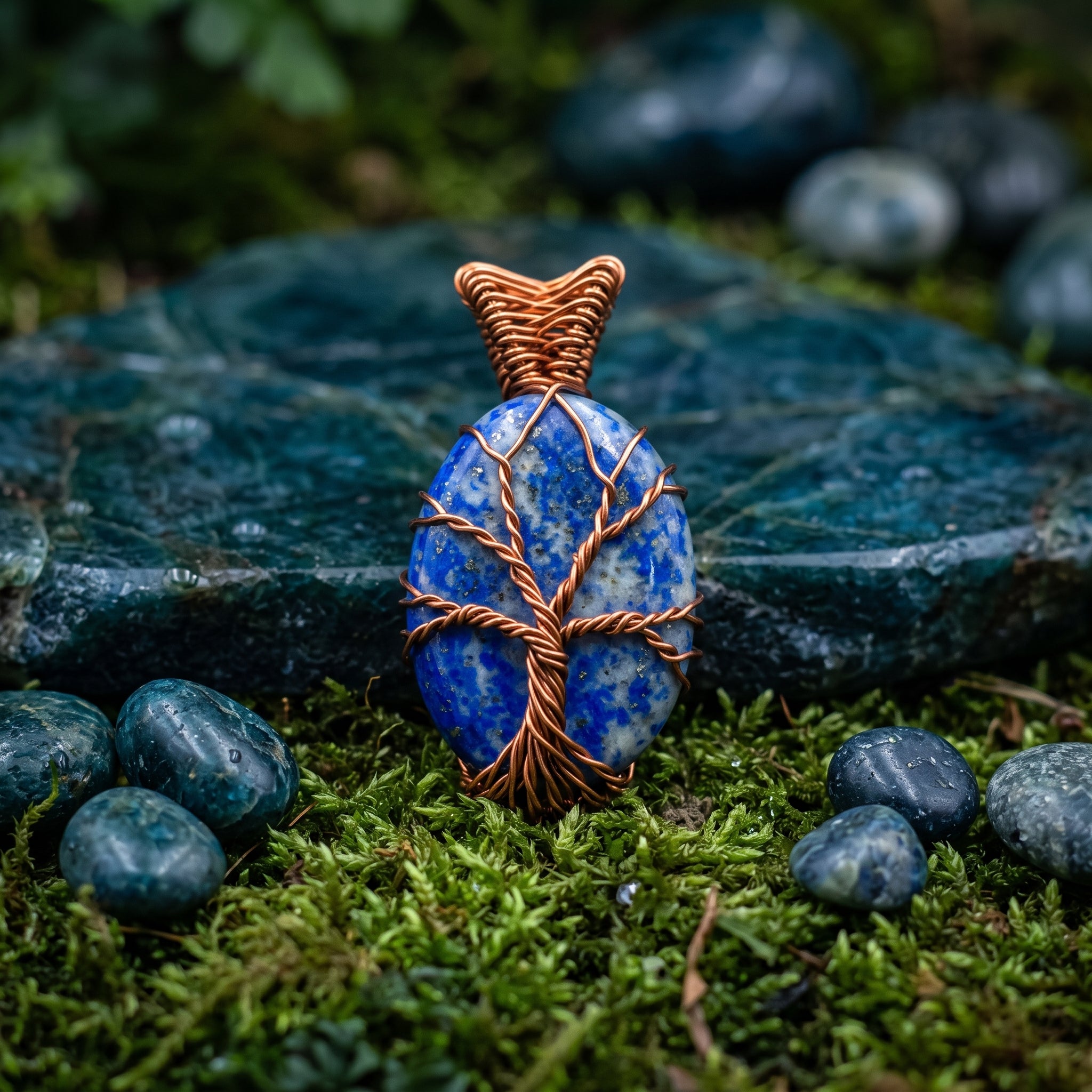 Tree of Life – Lapis Lazuli Copper Pendant