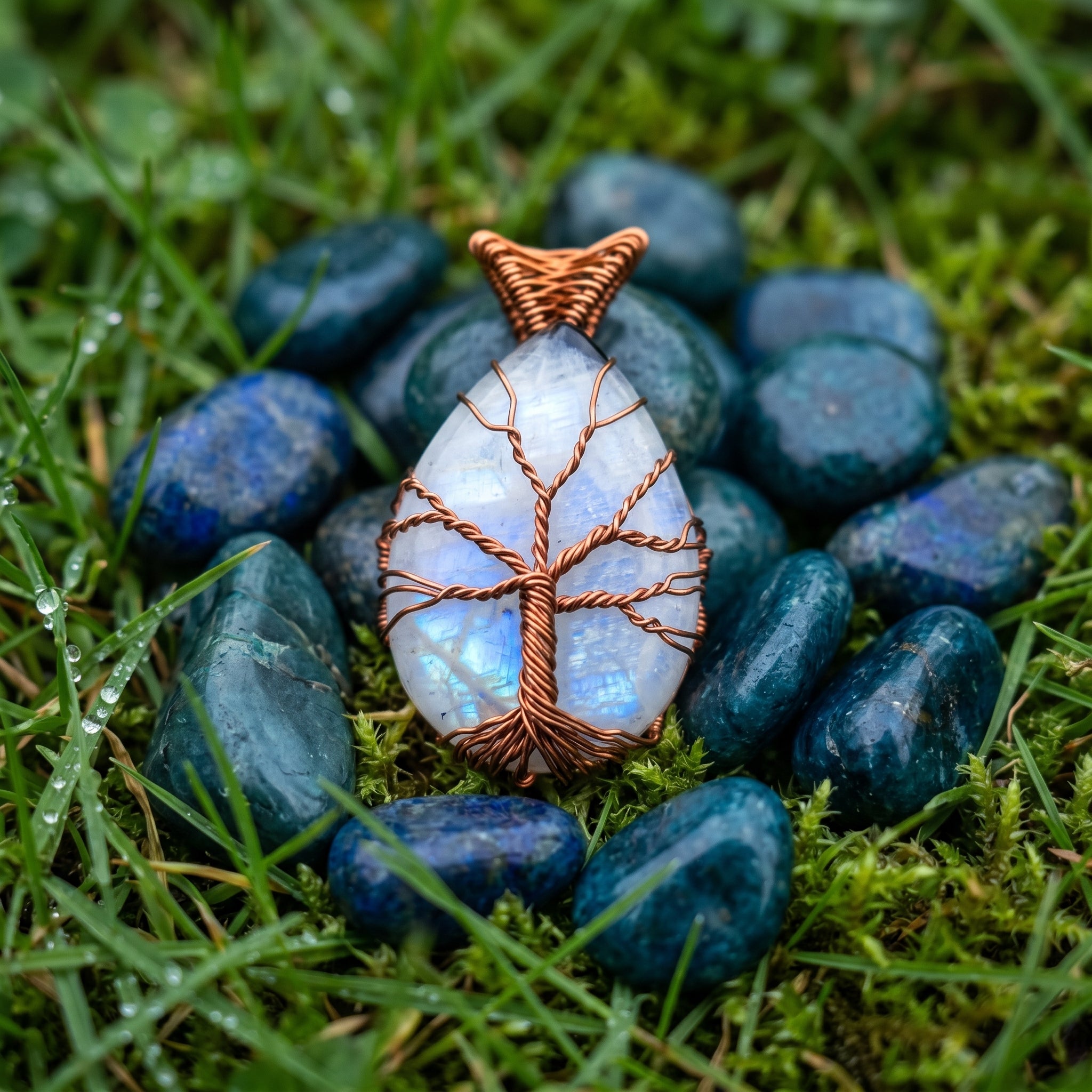 Tree of Life – Moonstone Copper Pendant V1